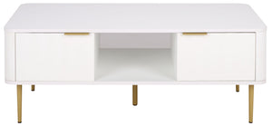Hilsa Modern Coffee Table With Sleek Matte Top And Luxe Metallic Frame, Low-Profile Accent Piece