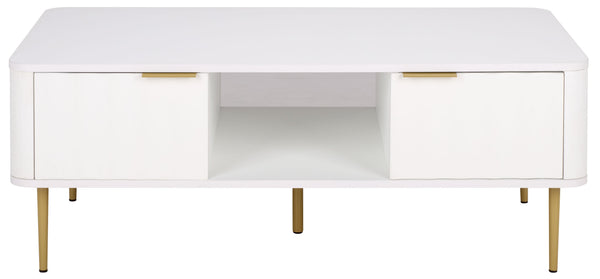 Hilsa Modern Coffee Table With Sleek Matte Top And Luxe Metallic Frame, Low-Profile Accent Piece