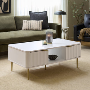 Hilsa Modern Coffee Table With Sleek Matte Top And Luxe Metallic Frame, Low-Profile Accent Piece
