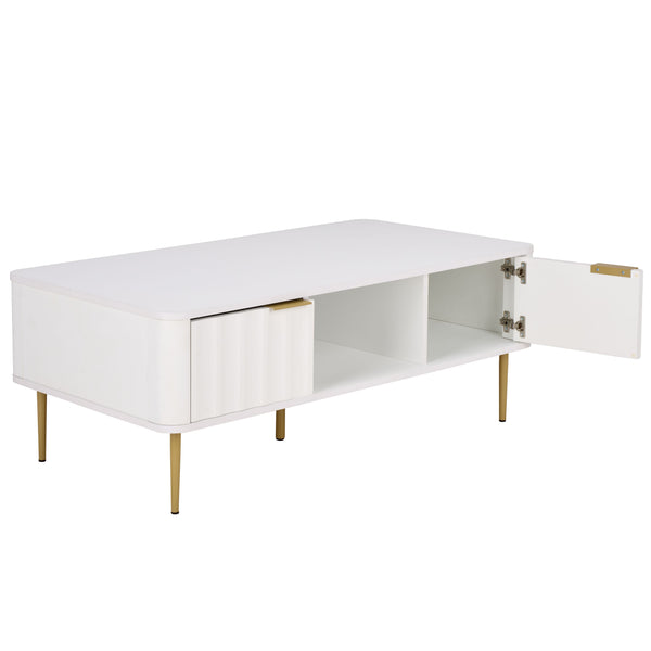 Hilsa Modern Coffee Table With Sleek Matte Top And Luxe Metallic Frame, Low-Profile Accent Piece