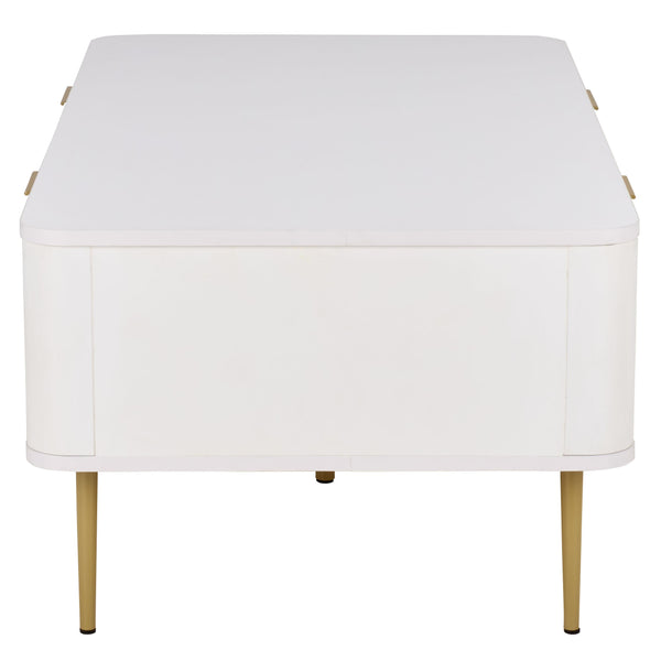 Hilsa Modern Coffee Table With Sleek Matte Top And Luxe Metallic Frame, Low-Profile Accent Piece