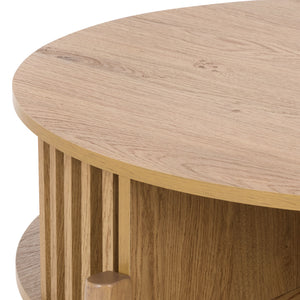 Tomori Coffee Table With Warm Grain Finish, Compact Square Design For Small Spaces & Everyday Use