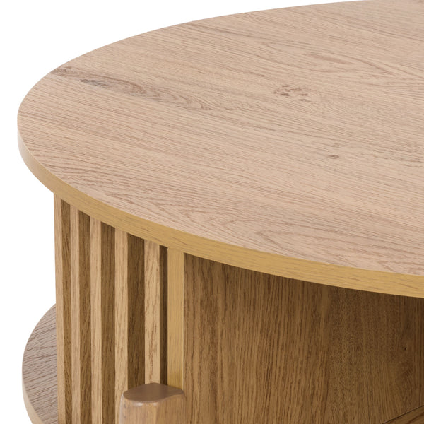 Tomori Coffee Table With Warm Grain Finish, Compact Square Design For Small Spaces & Everyday Use