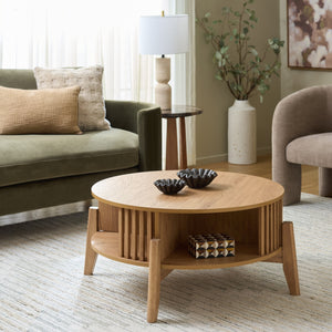 Tomori Coffee Table With Warm Grain Finish, Compact Square Design For Small Spaces & Everyday Use