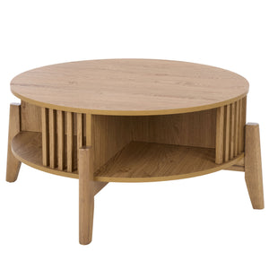 Tomori Coffee Table With Warm Grain Finish, Compact Square Design For Small Spaces & Everyday Use