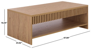 Masa Modern 1-Shelf Coffee Table With Lower Storage, Compact Minimalist Design For Living Rooms