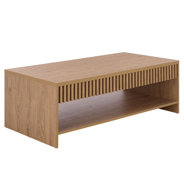 Masa Modern 1-Shelf Coffee Table With Lower Storage, Compact Minimalist Design For Living Rooms