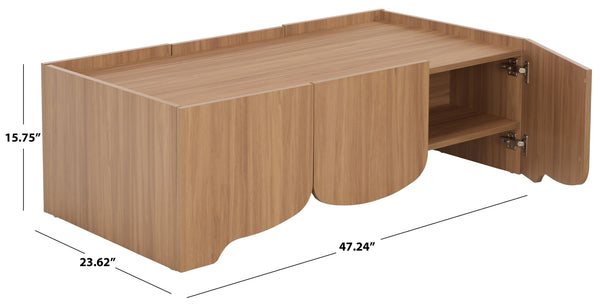 Takami Coffee Table With Warm Wood Finish, Minimalist Compact Design, Durable Scratch-Resistant Top