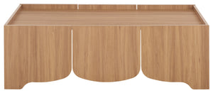 Takami Coffee Table With Warm Wood Finish, Minimalist Compact Design, Durable Scratch-Resistant Top