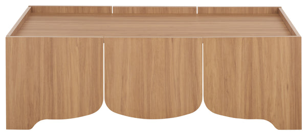 Takami Coffee Table With Warm Wood Finish, Minimalist Compact Design, Durable Scratch-Resistant Top