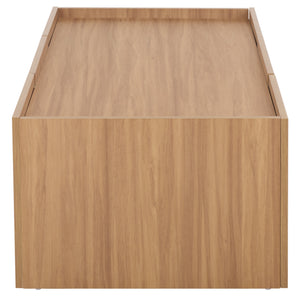 Takami Coffee Table With Warm Wood Finish, Minimalist Compact Design, Durable Scratch-Resistant Top