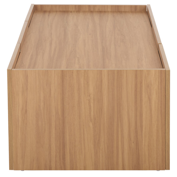 Takami Coffee Table With Warm Wood Finish, Minimalist Compact Design, Durable Scratch-Resistant Top