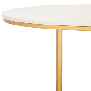 Safavieh Coffee Table Marble – Art Deco-Inspired Gold Frame With White Marble Top For Stylish Living Spaces COF3700A