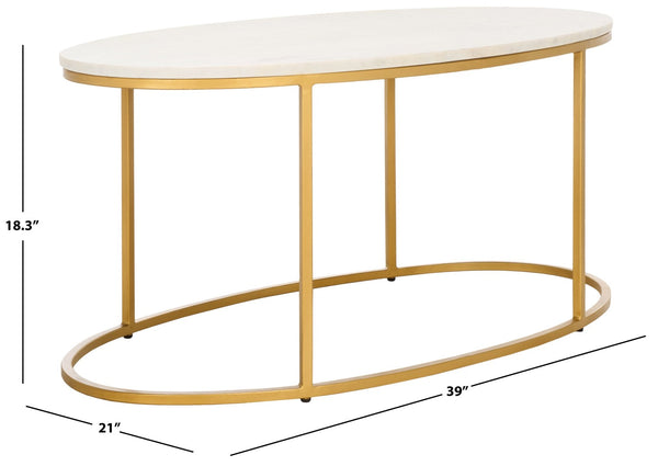 Safavieh Coffee Table Marble – Art Deco-Inspired Gold Frame With White Marble Top For Stylish Living Spaces COF3700A