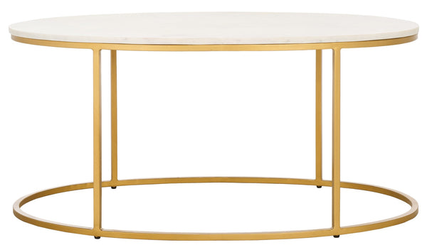 Safavieh Coffee Table Marble – Art Deco-Inspired Gold Frame With White Marble Top For Stylish Living Spaces COF3700A