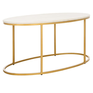 Safavieh Coffee Table Marble – Art Deco-Inspired Gold Frame With White Marble Top For Stylish Living Spaces COF3700A