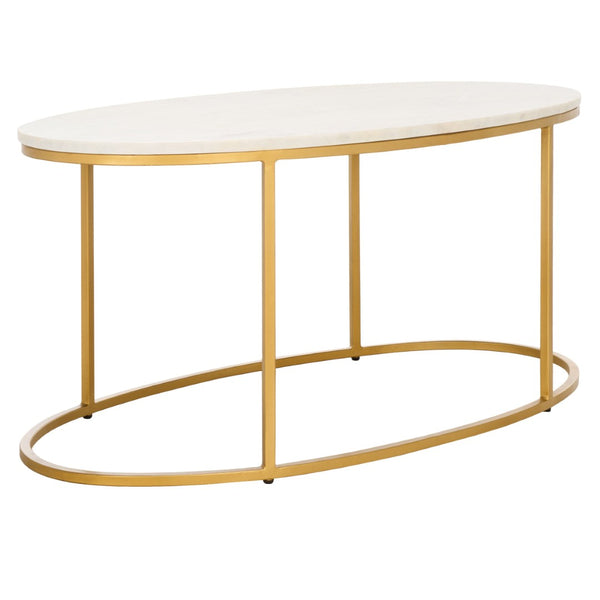 Safavieh Coffee Table Marble – Art Deco-Inspired Gold Frame With White Marble Top For Stylish Living Spaces COF3700A