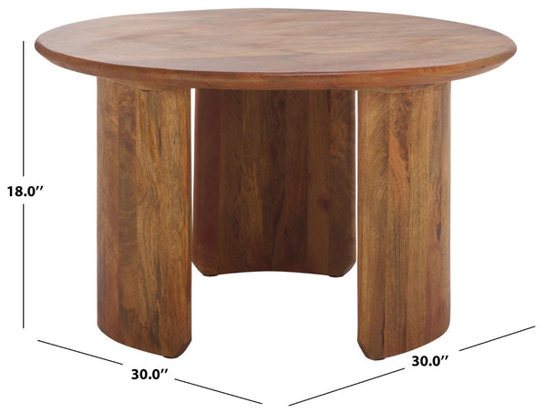 Safavieh Bari Round Wood Coffee Table – Bold Mango Wood Design, Deep Brown Finish, Versatile & Functional Accent Piece COF3701A