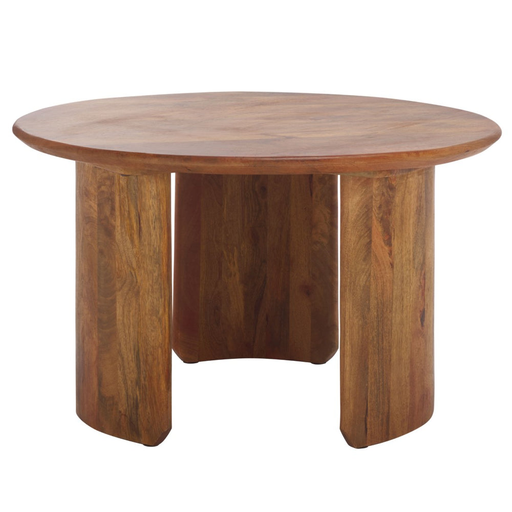 Safavieh Bari Round Wood Coffee Table – Bold Mango Wood Design, Deep Brown Finish, Versatile & Functional Accent Piece COF3701A