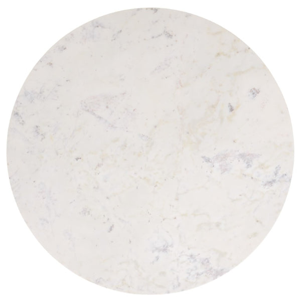 Safavieh Arkady Round Genuine Marble Top Coffee Table with Warm Wood Base for Living Rooms White / Black COF3705B