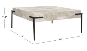 Safavieh Eli Square Coffee Table - Modern Faux Concrete & Black Iron Design For Stylish Living Rooms COF4200A