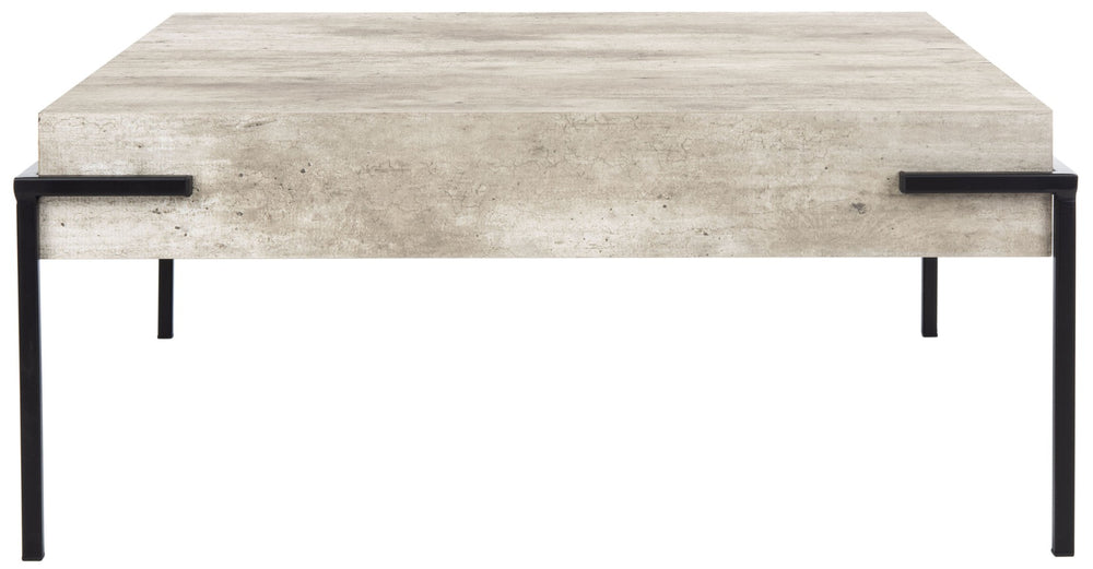 Safavieh Eli Square Coffee Table - Modern Faux Concrete & Black Iron Design For Stylish Living Rooms COF4200A