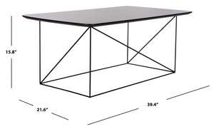 Safavieh Rylee Rectangle Coffee Table - Contemporary Scandinavian Design With Striking Black Iron Legs For Elegance Grey COF4202A