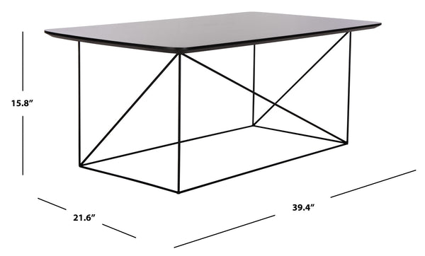 Safavieh Rylee Rectangle Coffee Table - Contemporary Scandinavian Design With Striking Black Iron Legs For Elegance Grey COF4202A
