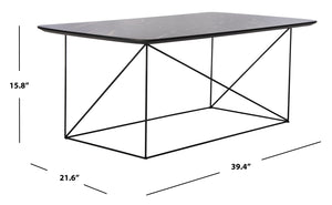 Safavieh Rylee Rectangle Coffee Table - Contemporary Scandinavian Design With Striking Black Iron Legs For Elegance Dark Grey COF4202B