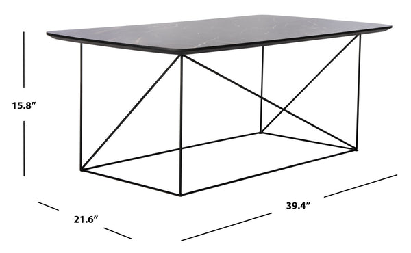 Safavieh Rylee Rectangle Coffee Table - Contemporary Scandinavian Design With Striking Black Iron Legs For Elegance Dark Grey COF4202B