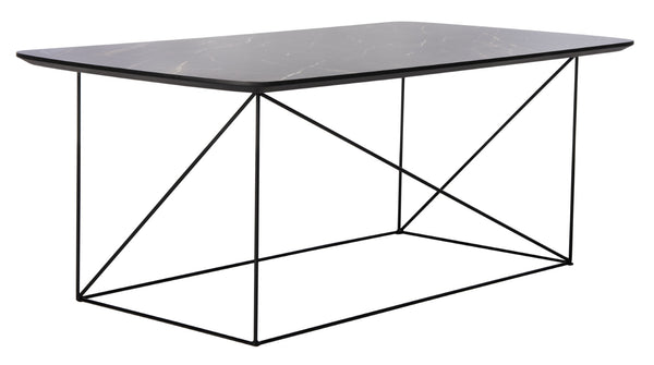 Safavieh Rylee Rectangle Coffee Table - Contemporary Scandinavian Design With Striking Black Iron Legs For Elegance Dark Grey COF4202B