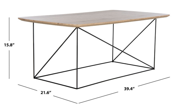 Safavieh Rylee Rectangle Coffee Table - Contemporary Scandinavian Design With Striking Black Iron Legs For Elegance Taupe Brown COF4202C