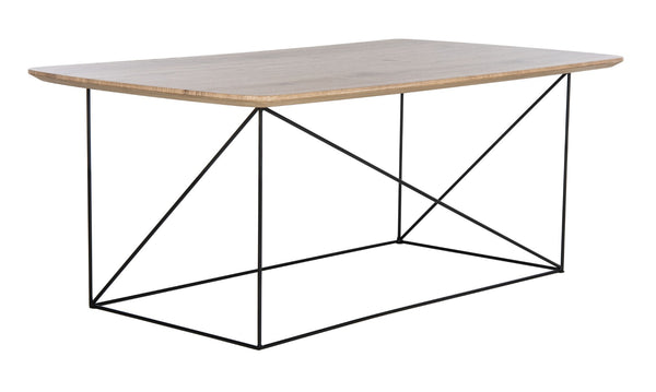 Safavieh Rylee Rectangle Coffee Table - Contemporary Scandinavian Design With Striking Black Iron Legs For Elegance Taupe Brown COF4202C