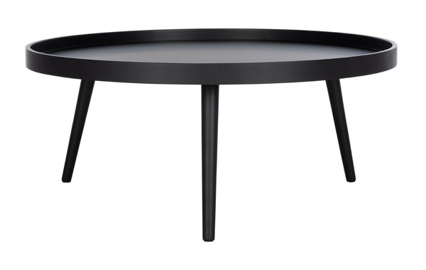 Safavieh Fritz Modern Round Tray-Top Coffee Table With Tripod Legs For Stylish Serving And Display Solutions Black COF4204A