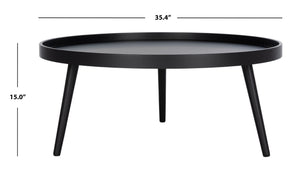 Safavieh Fritz Modern Round Tray-Top Coffee Table With Tripod Legs For Stylish Serving And Display Solutions Black COF4204A