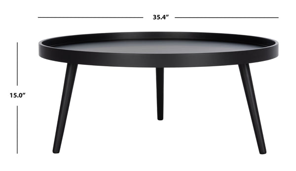Safavieh Fritz Modern Round Tray-Top Coffee Table With Tripod Legs For Stylish Serving And Display Solutions Black COF4204A