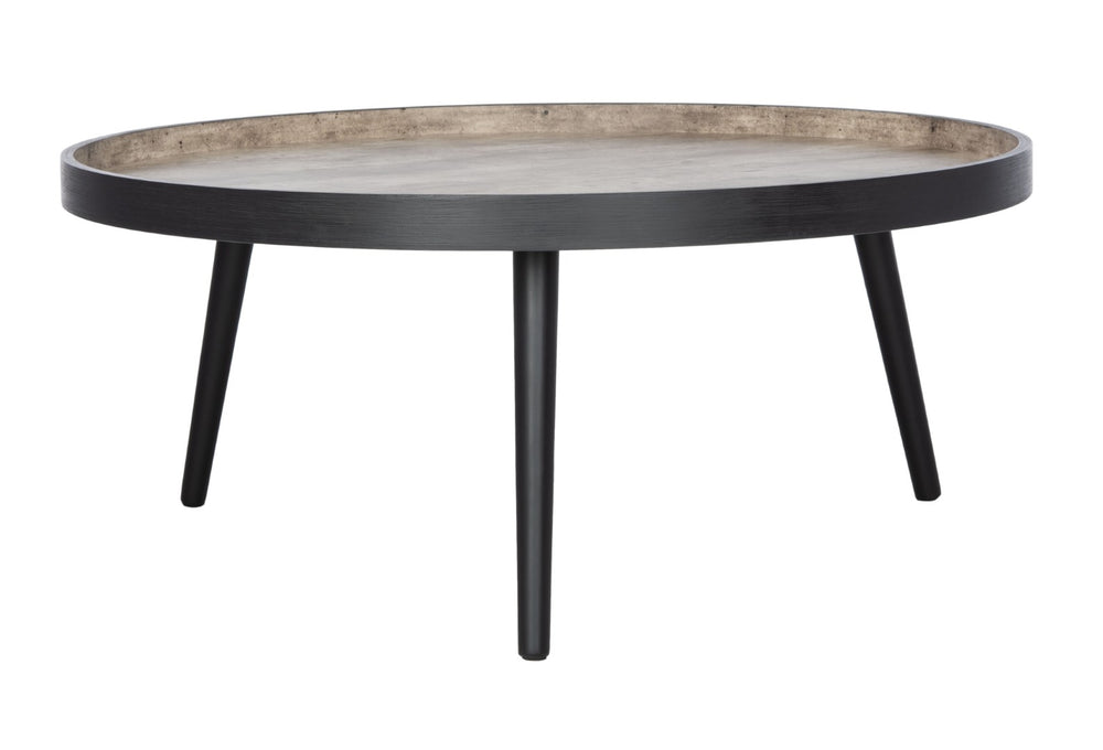 Safavieh Fritz Modern Round Tray-Top Coffee Table With Tripod Legs For Stylish Serving And Display Solutions Light Grey/Black COF4204B