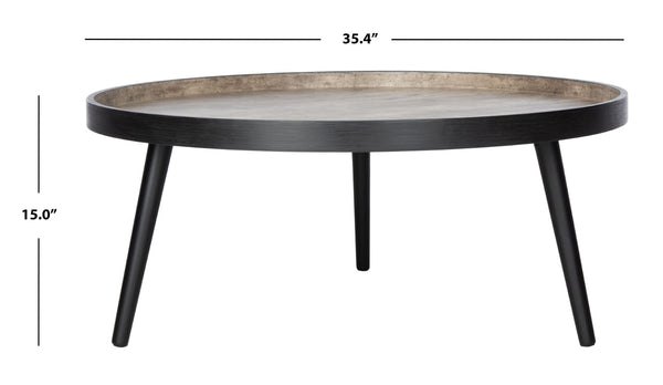 Safavieh Fritz Modern Round Tray-Top Coffee Table With Tripod Legs For Stylish Serving And Display Solutions Light Grey/Black COF4204B