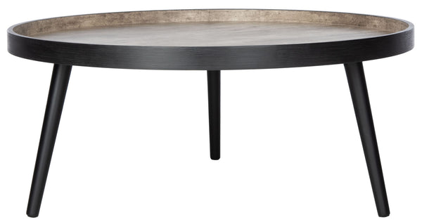 Safavieh Fritz Modern Round Tray-Top Coffee Table With Tripod Legs For Stylish Serving And Display Solutions Light Grey/Black COF4204B