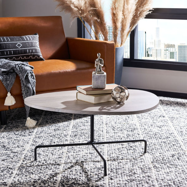 Safavieh Berlin Tripod Coffee Table - Mid-Century Modern Design With Sculptural Geometry For Stylish Living Spaces Light Grey Oak/Black COF4207C