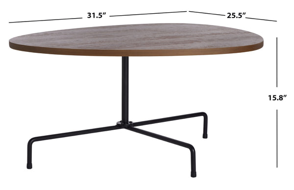 Safavieh Berlin Tripod Coffee Table - Mid-Century Modern Design With Sculptural Geometry For Stylish Living Spaces Walnut/Black COF4207D