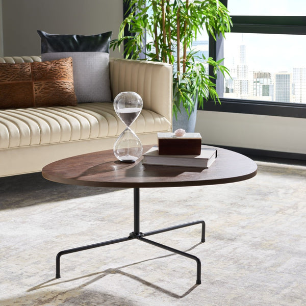 Safavieh Berlin Tripod Coffee Table - Mid-Century Modern Design With Sculptural Geometry For Stylish Living Spaces Walnut/Black COF4207D