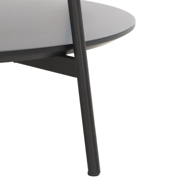 Safavieh Alexy Round Coffee Table - Modern Minimalist Design With Asymmetrical Tiers, White Marble & Black Shelf COF4210A
