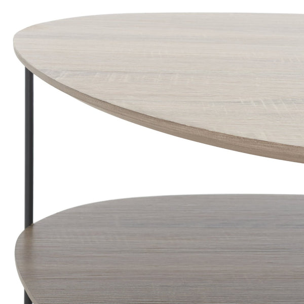 Safavieh Ami Coffee Table - Mid-Century Modern Design With Staggered Tiers, Grey Oak Finish & Metal Frame COF4216A