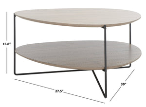 Safavieh Ami Coffee Table - Mid-Century Modern Design With Staggered Tiers, Grey Oak Finish & Metal Frame COF4216A