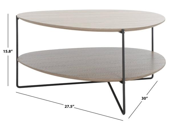 Safavieh Ami Coffee Table - Mid-Century Modern Design With Staggered Tiers, Grey Oak Finish & Metal Frame COF4216A