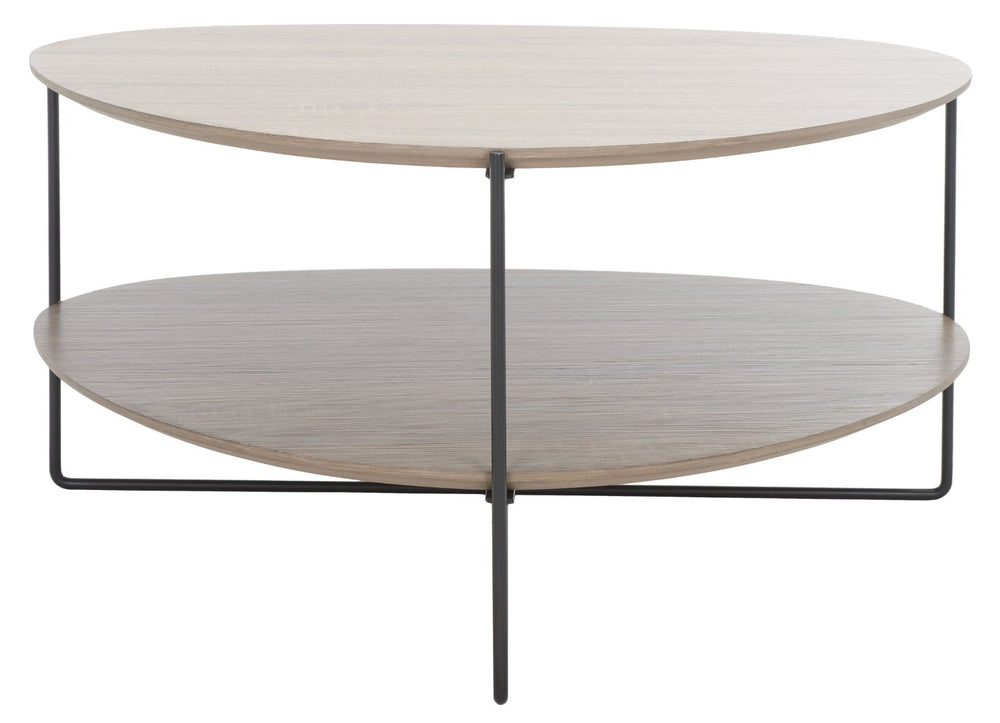 Safavieh Ami Coffee Table - Mid-Century Modern Design With Staggered Tiers, Grey Oak Finish & Metal Frame COF4216A