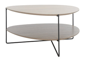 Safavieh Ami Coffee Table - Mid-Century Modern Design With Staggered Tiers, Grey Oak Finish & Metal Frame COF4216A