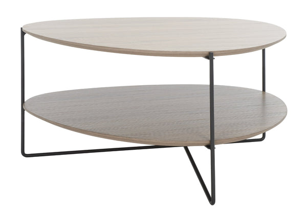 Safavieh Ami Coffee Table - Mid-Century Modern Design With Staggered Tiers, Grey Oak Finish & Metal Frame COF4216A