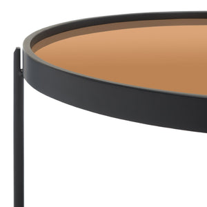 Safavieh Emmerich Mirrored Coffee Table With Rose Gold Tray Top & Matte Black Frame For Chic Living Spaces COF4218A